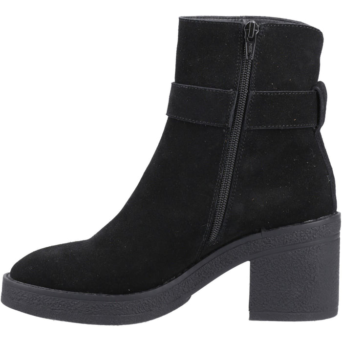 Hush Puppies Fearne Suede Women's Black Heeled Ankle Boots