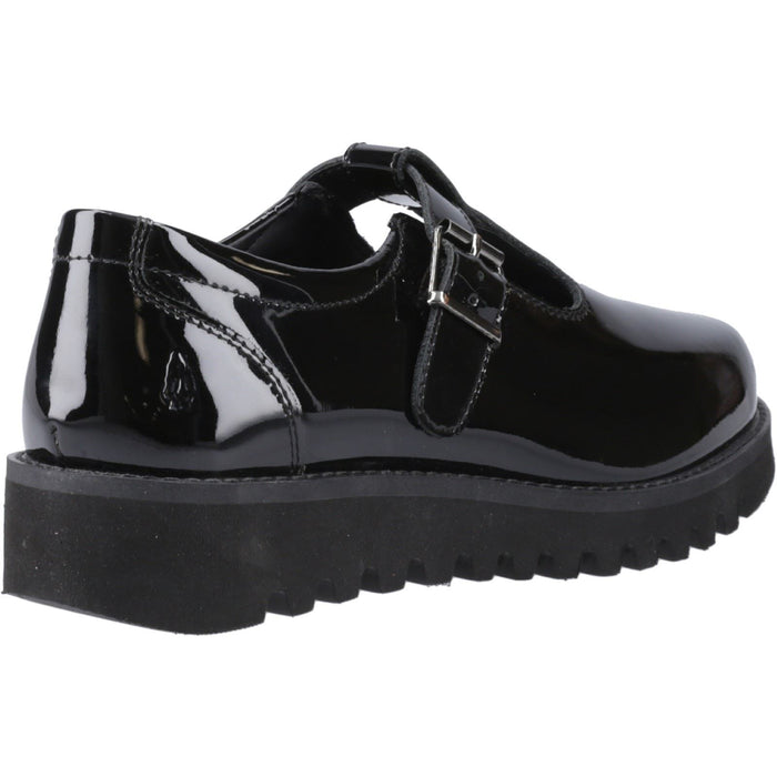 Hush Puppies Florrie T-Bar Leather Youth Black Shoes
