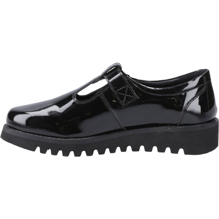 Hush Puppies Florrie T-Bar Leather Youth Black Shoes