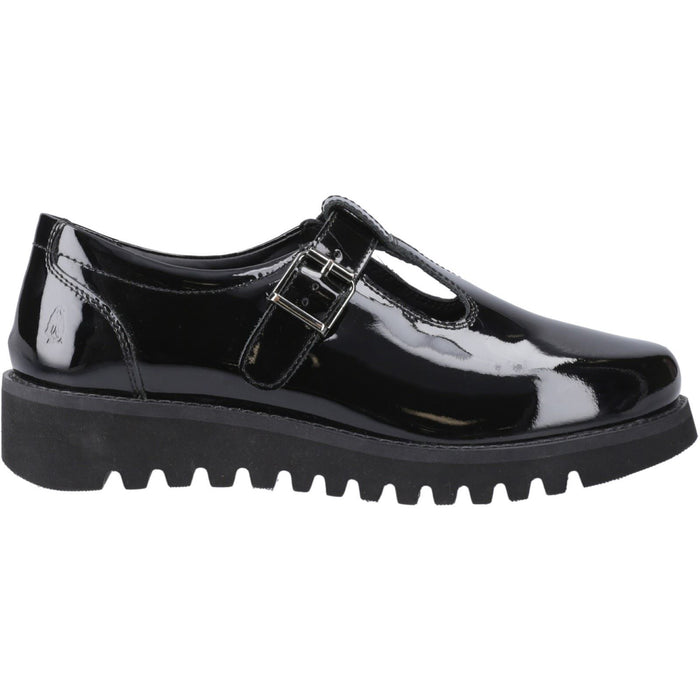 Hush Puppies Florrie T-Bar Leather Youth Black Shoes