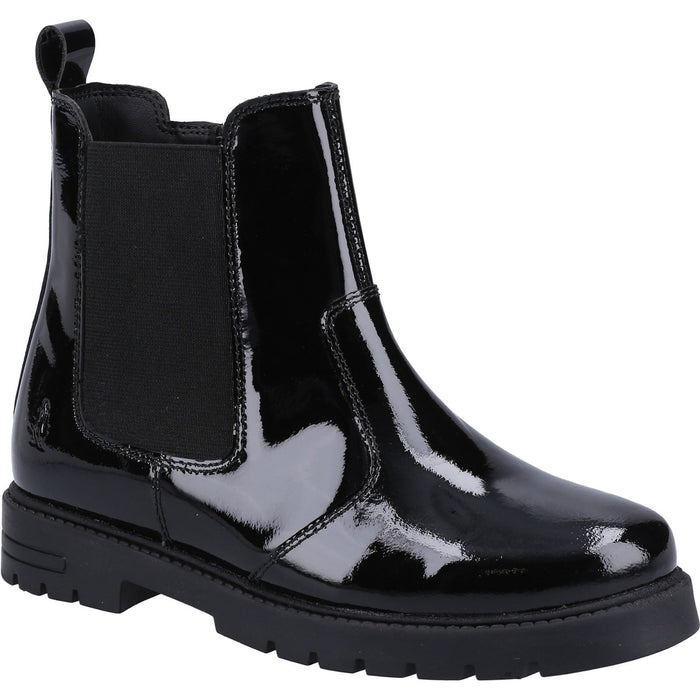 Hush Puppies Laura Patent Leather Junior Black Boots
