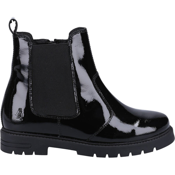 Hush Puppies Laura Patent Leather Junior Black Boots