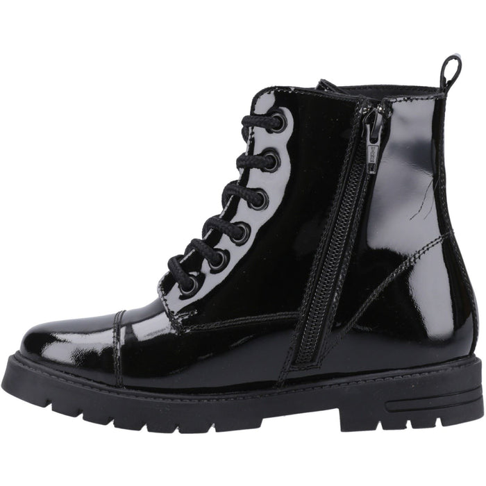 Hush Puppies Lauren Patent Leather Youth Girl's Black Boots