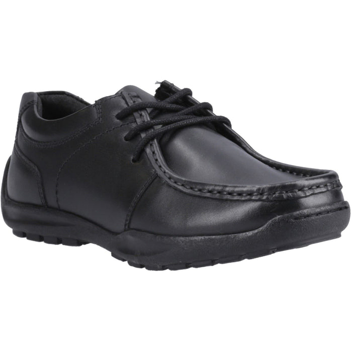Hush Puppies Mackenzie Leather Junior Black Lace-Up Shoes