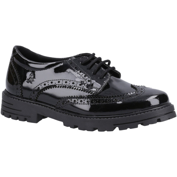 Hush Puppies Maxine Patent Leather Youth Black Brogues