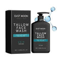Mandotos HydraGlow Daily Face Wash in a pump bottle, showing the clear gel formula with a blue label and cap.