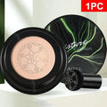 Mandotos HydraGlow Moisture Foundation in a compact bottle, showcasing its waterproof formula and suitability for all skin tones.
