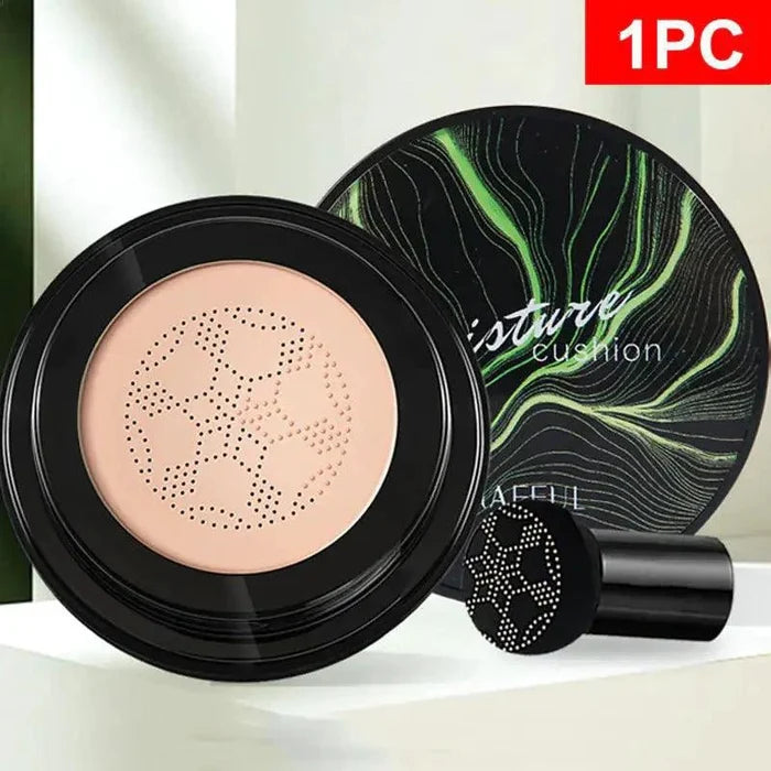 Mandotos HydraGlow Moisture Foundation in a compact bottle, showcasing its waterproof formula and suitability for all skin tones.