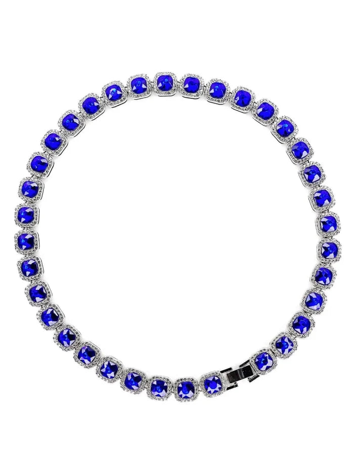 Mandotos Illumina tennis chain with clustered stones and radiant embellishments, showcasing elegant jewelry design.