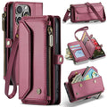 Mandotos International iPhone 16 Pro RFID multi-function wallet case with card slots and protective cover.