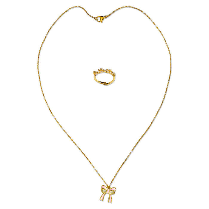Iscream Beautiful Bows Ring And Necklace Set