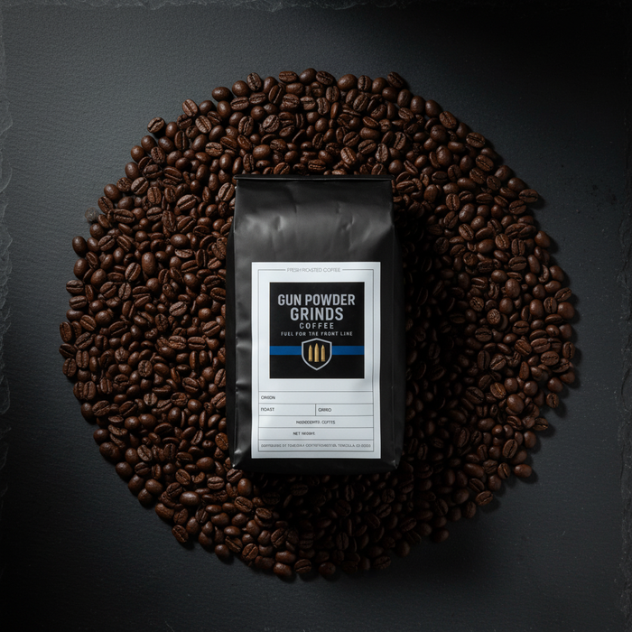 Gun Powder Grinds artistic overhead with beans