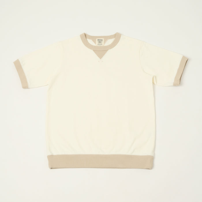 Jackman Dotsume Rib T-Shirt - Off White/Dark Beige