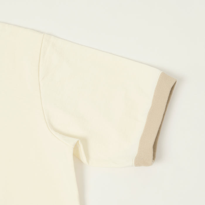 Jackman Dotsume Rib T-Shirt - Off White/Dark Beige