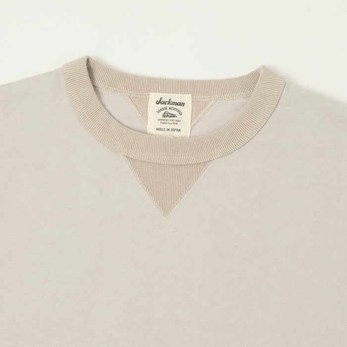 Jackman Dotsume Rib T-Shirt - Retro Silver/Dark Beige