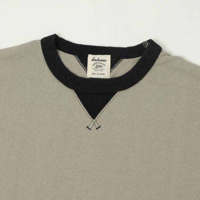 Jackman Long Sleeve Dotsume T-Shirt - Lizard Grey/Black