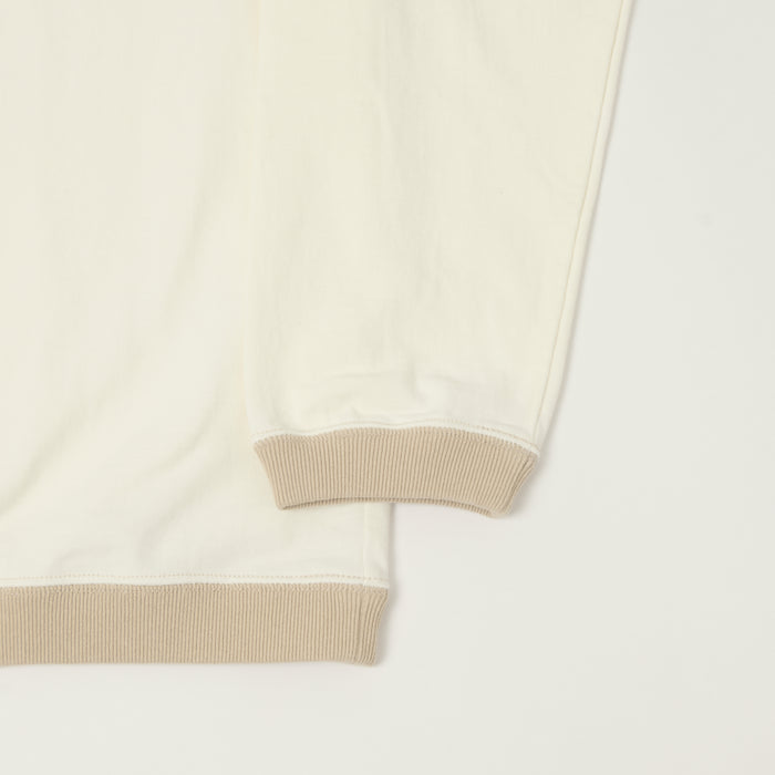 Jackman Long Sleeve Dotsume T-Shirt - Off White/Dark Beige
