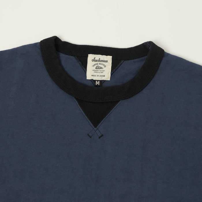 Jackman Long Sleeve Dotsume T-Shirt - Retro Navy/Black