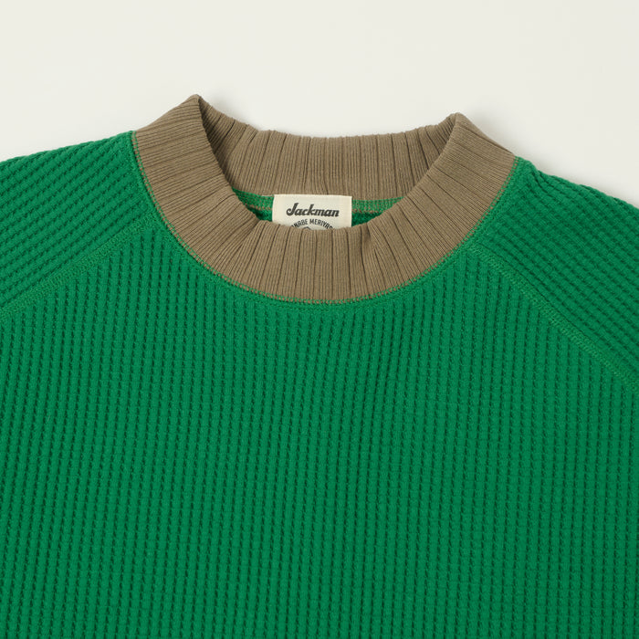 Jackman Midneck Waffle Sweatshirt - Green/Sepia