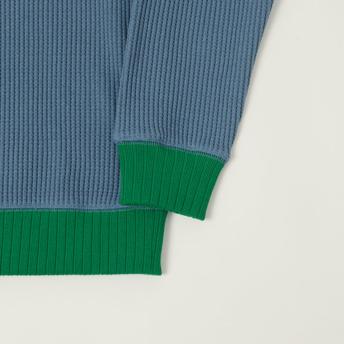 Jackman Midneck Waffle Sweatshirt - Retro Saxe/Green