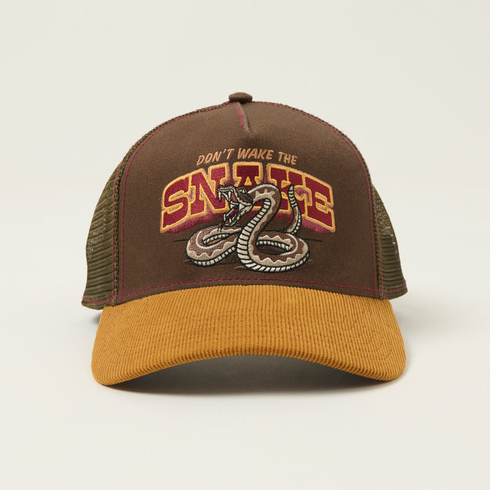 JJ Hats 'Don't Wake The Snake' Trucker Cap - Brown/Olive