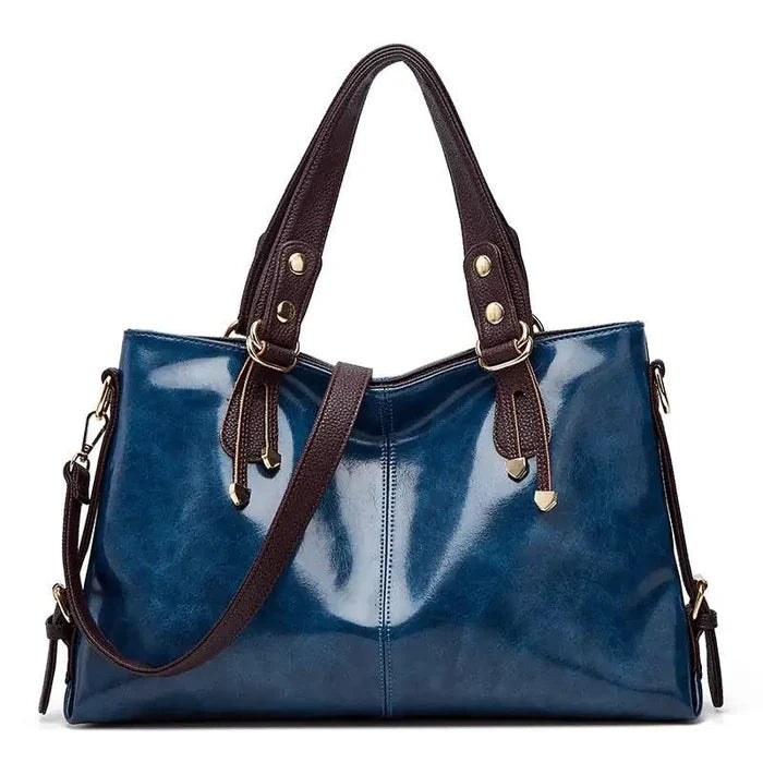 Mandotos Kathie Leather Tote Purse with spacious interior, sturdy handles, and stylish design, perfect for everyday use.