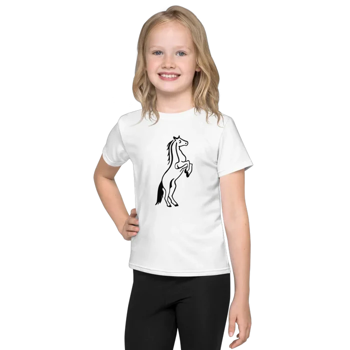 Kids full print comfort tee by MANDOTOS featuring colorful cartoon characters on soft fabric for everyday wear.