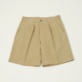 Knickerbocker 'Canal' Pleated Cotton Linen Shorts - Khaki