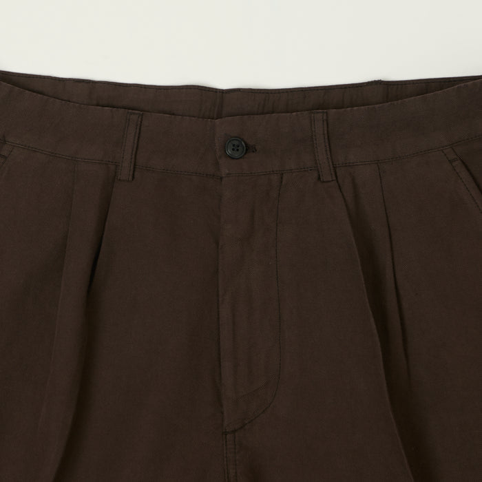 Knickerbocker 'Canal' Pleated Cotton Linen Shorts - Mocha