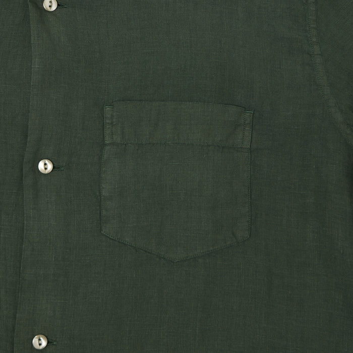 Knickerbocker 'Marina' Linen Camp Shirt - Deep Forest
