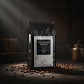 Gun Powder Grinds Kopi Safari with scattered beans