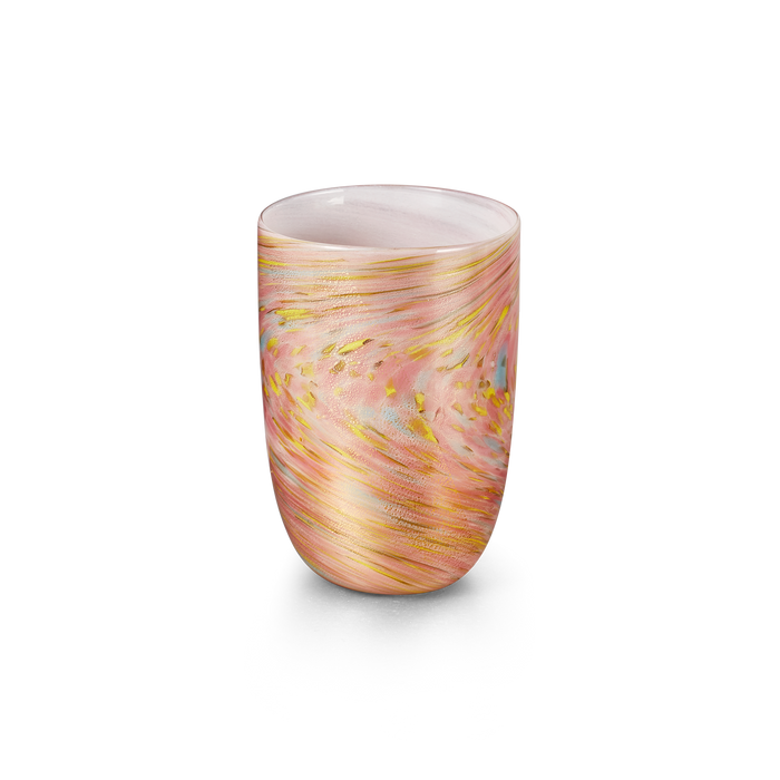 Murano laguna B pink glass on white background