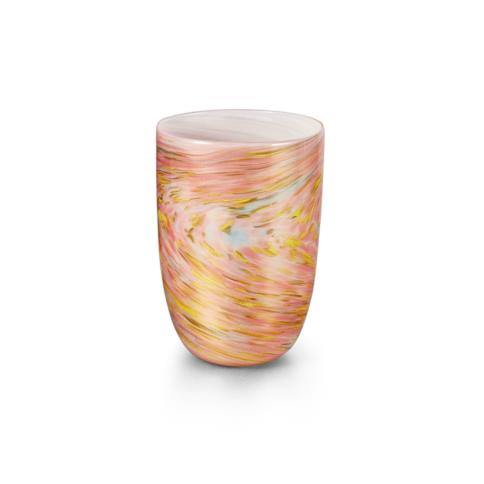 Murano laguna B pink glass on white background