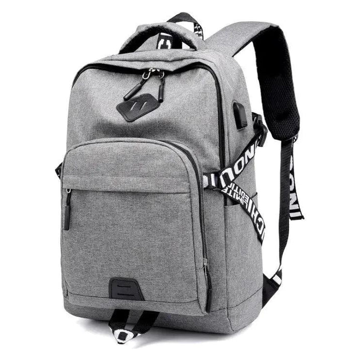 MANDOTOS laptop backpack with USB charging port, durable design, multiple compartments, ideal for daily work and travel convenience.