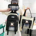 Ancient Energy high school plaid backpack set with large capacity, includes three pieces for junior high and elementary students.
