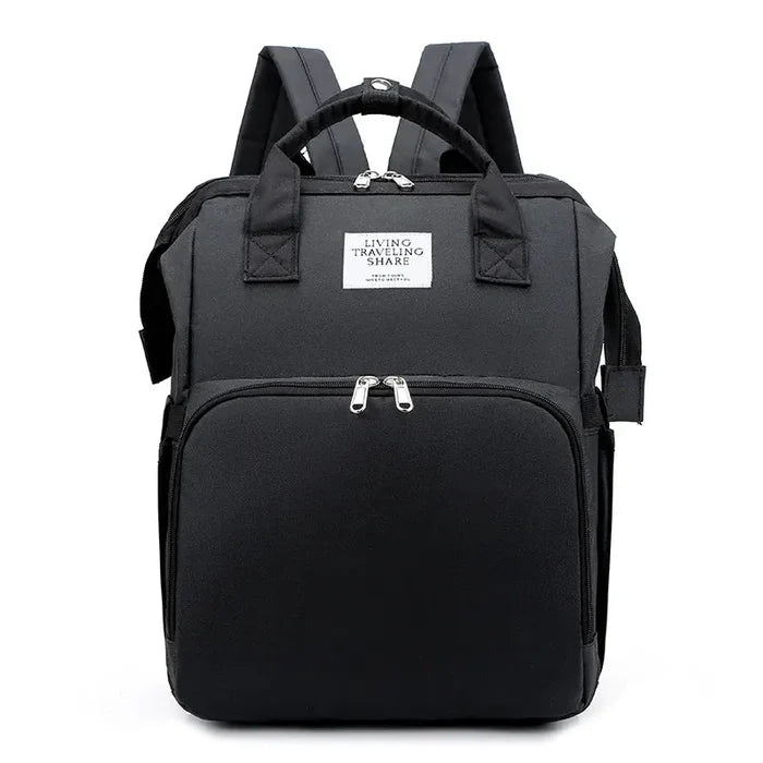 Large-capacity MANDOTOS mommy bag with multiple compartments and adjustable straps, designed for moms on the go.