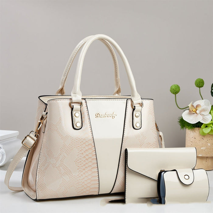 Large-capacity Ancient Energy shoulder and crossbody bag with stylish snakeskin pattern and tote design.