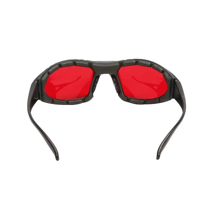 Mandotos LaserGuard OD5 protection glasses with yellow-tinted lenses for 500-550nm and 590nm laser safety.
