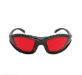 Mandotos LaserGuard OD5 protection glasses with orange and yellow tinted lenses for 500-550nm and 590nm laser safety.