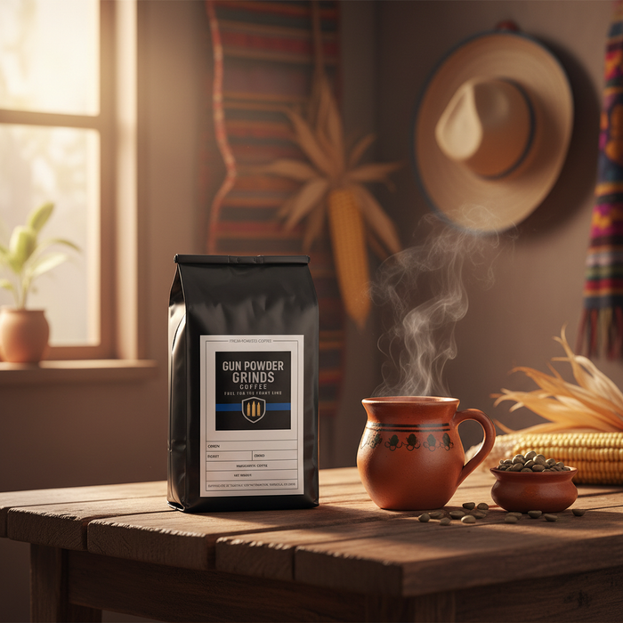 Gun Powder Grinds Latin American Blend with warm tones