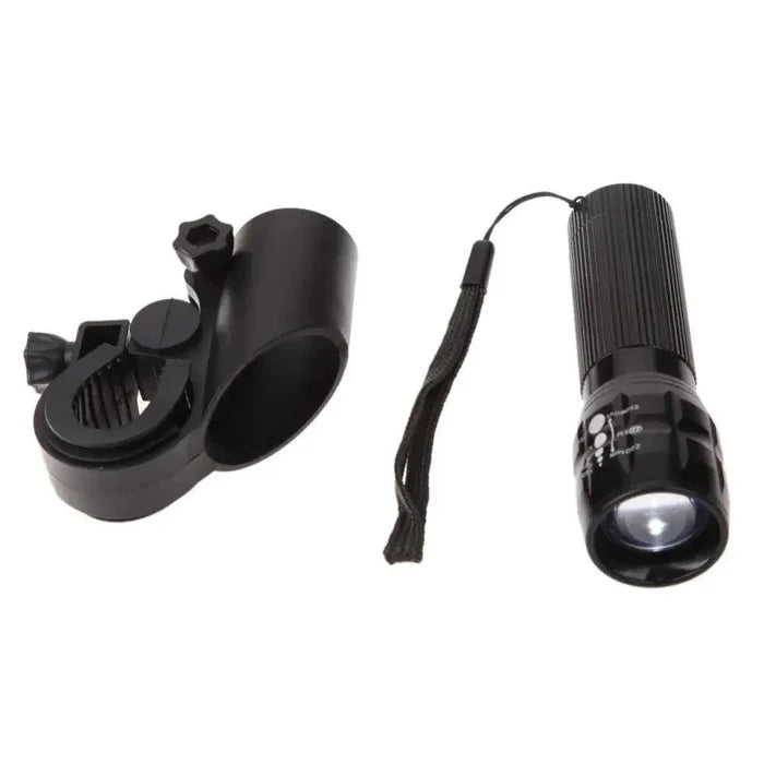 Mandotos LED bike lights with 3 lighting modes mounted on a bicycle for enhanced visibility and safety during night riding.