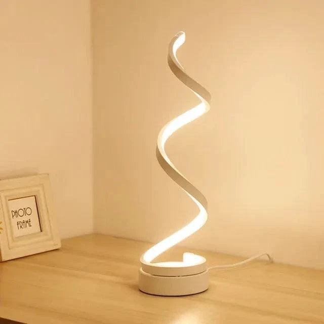 Mandotos LED Elegance Spiral Desk Light with sleek design and adjustable arm, ideal for workspace illumination.