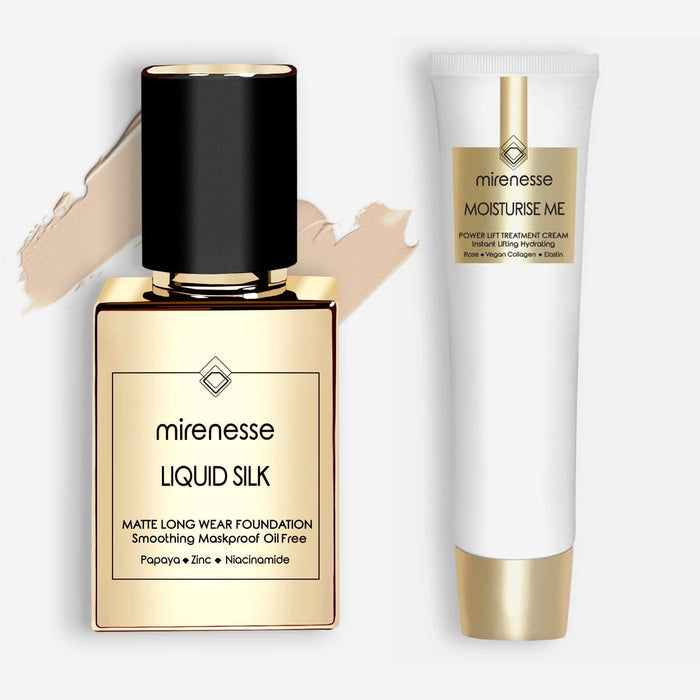 MIRENESSE PACK FOUNDATION Full-Size / 13. Vanilla Liquid Silk Matte Foundation + Power Lift Treatment Cream 2pce Kit SPF 25