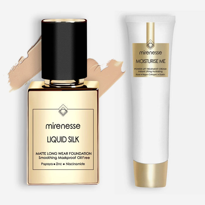 MIRENESSE PACK FOUNDATION Full-Size / 23. Mocha Liquid Silk Matte Foundation + Power Lift Treatment Cream 2pce Kit SPF 25