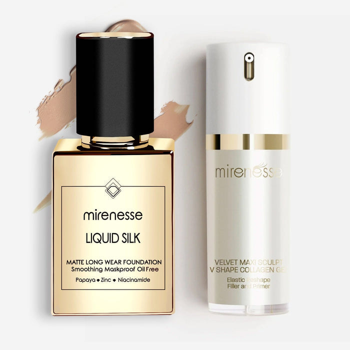 MIRENESSE PACK FOUNDATION Full Size / 25. Bronze Liquid Silk Matte Foundation + Velvet Maxi Sculpt Kit SPF25