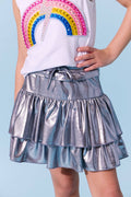 Lola + The Boys Metallic Ruffle Skort