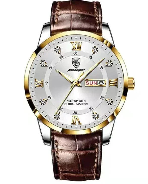 836Gold and white leather belt