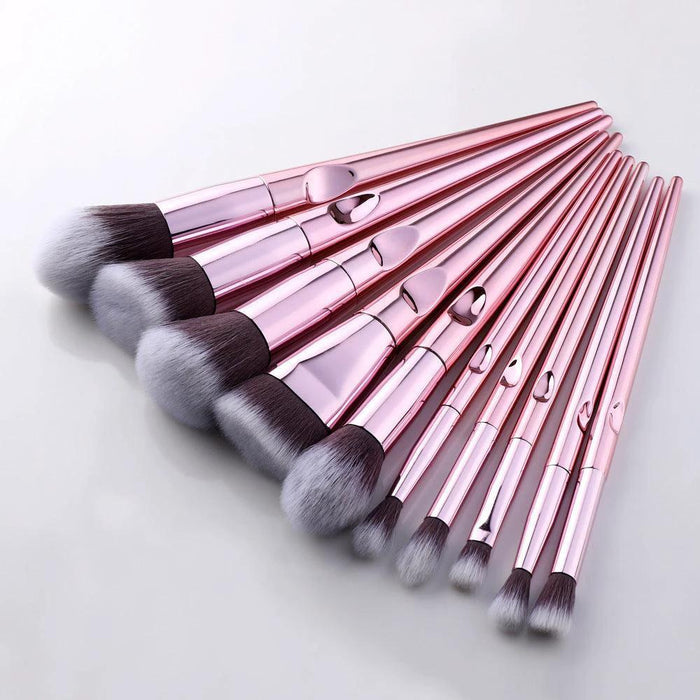 Mandotos LuxeGlow Laser Makeup Brush Set with sleek handles and soft bristles, designed for precise application and radiant beauty.