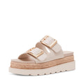 Madden Girl Chic Mythical Flats in bone color, size 6, featuring a stylish slip-on design with a sleek, modern look.