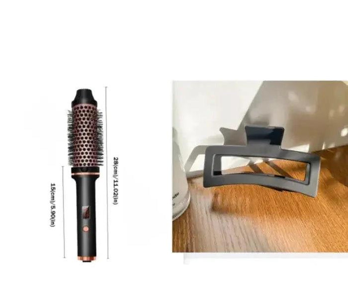 Mandotos 2-in-1 hair curler and straightener comb showing the dual-purpose styling tool with ceramic plates and ergonomic handle